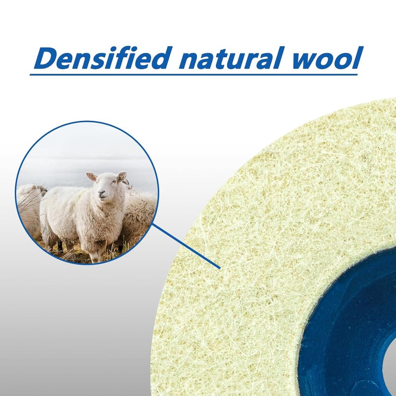 SALI 10 Pcs 4-1/2 Inch Wool Felt Polishing Wheel Disc Wool Polishing Wheel Disc for 4.5" Angle Grinder Felt Grinder Polishing Wheel for Metal, Marble Stone, Furniture, Car - Image 5